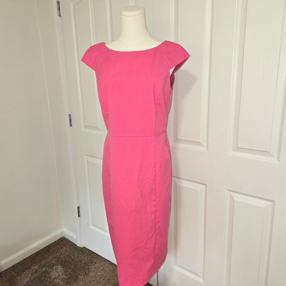 Banana Republic Sheath Dress Womens 8 Pink Cap Sleeve V-Back Boat Neck 6690